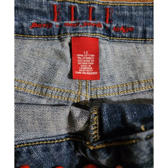 Elle Paris New York Tokyo Women's Blue Jean Shorts Size 12, 9" Rise 5" Inseam - Picture 3 of 8